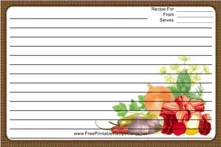 Meat Veggies Herbs Brown recipe cards