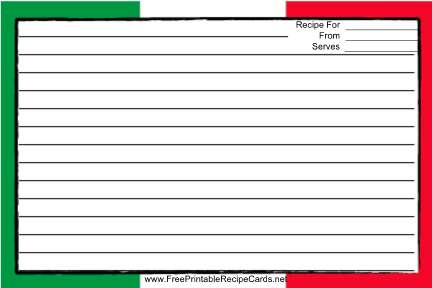 Mexican Flag White recipe cards