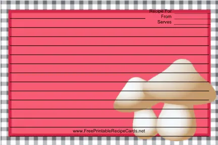 Mushrooms Black Gingham recipe cards