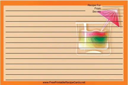 Orange Cocktail Umbrella recipe cards