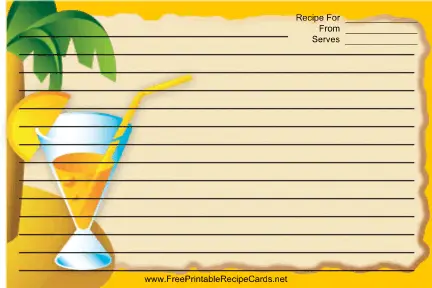 Palm Tree Drink Orange recipe cards