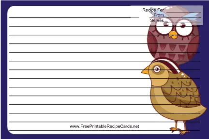 Partridge Owl Blue recipe cards
