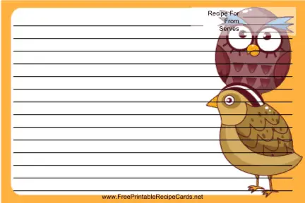 Partridge Owl Orange recipe cards