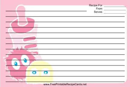 Pink Baby Bottle Monsters recipe cards