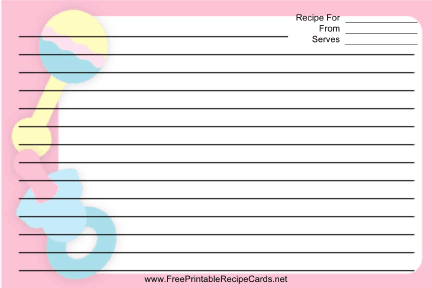 Pink Baby Rattles recipe cards