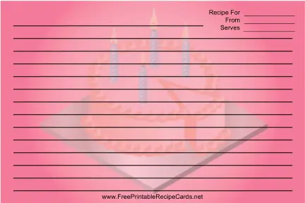 Pink Birthday Cake recipe cards