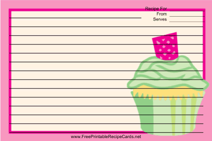 Pink Cupcake recipe cards