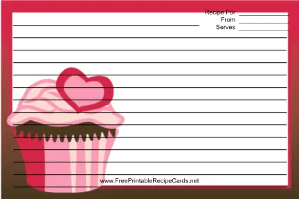 Pink Heart Cupcake Red recipe cards