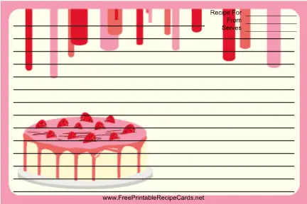Pink Strawberry Cake recipe cards