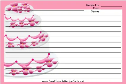 Pink Tiered Cake recipe cards