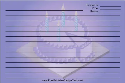 Purple Birthday Cake recipe cards