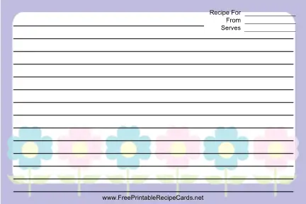 Purple Pastel Flowers recipe cards