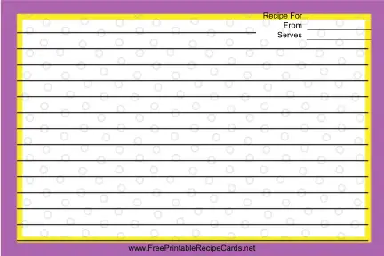 Purple Yellow Border recipe cards