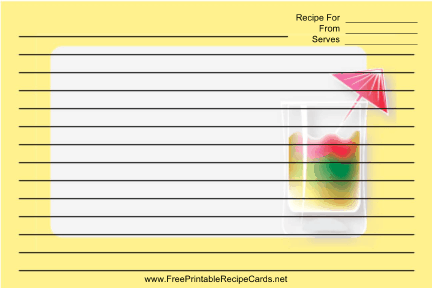 Rainbow Cocktail Yellow recipe cards