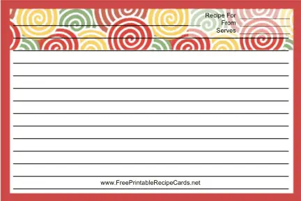 Red Curlicues recipe cards