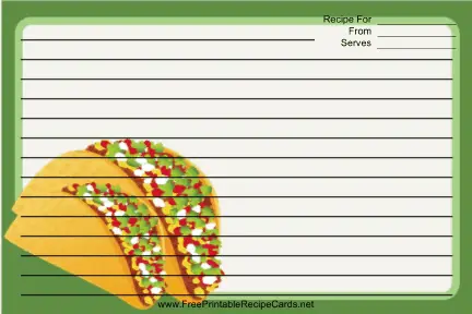 Tacos Green recipe cards
