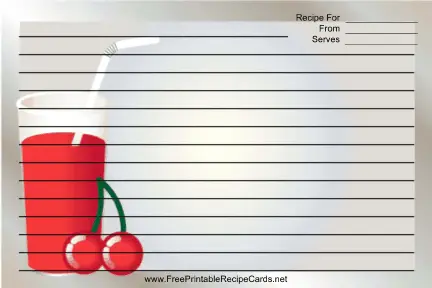 Tall Red Drink Gray recipe cards