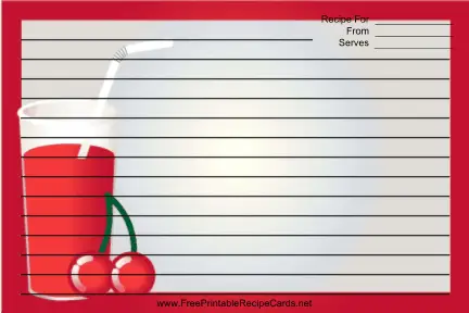 Tall Red Drink Red recipe cards