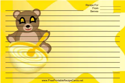 Teddy Bears Yellow recipe cards