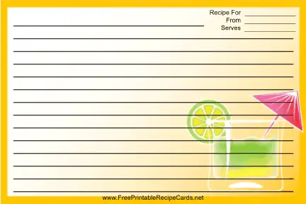 Umbrella Drink Orange recipe cards