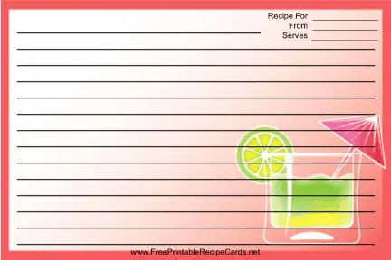 Umbrella Drink Pink recipe cards