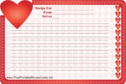 Heart Border Valentine recipe cards