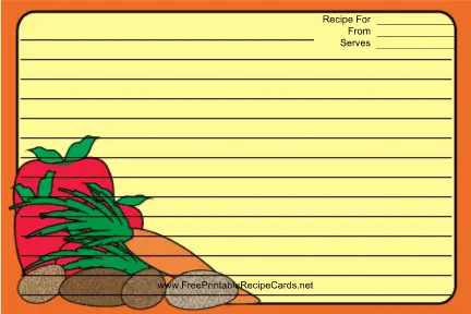 Vegetables Orange recipe cards