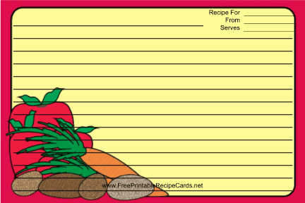 Vegetables Red recipe cards