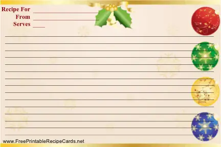 Christmas Ornaments recipe cards