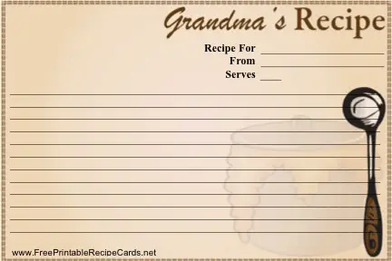 Grandma's Printable Recipe Card