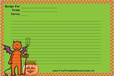 Halloween Goblin recipe cards