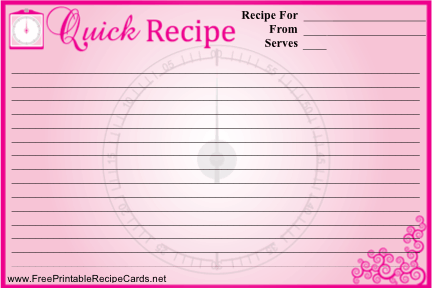 Quick recipe cards
