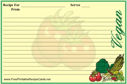 Vegan recipe cards